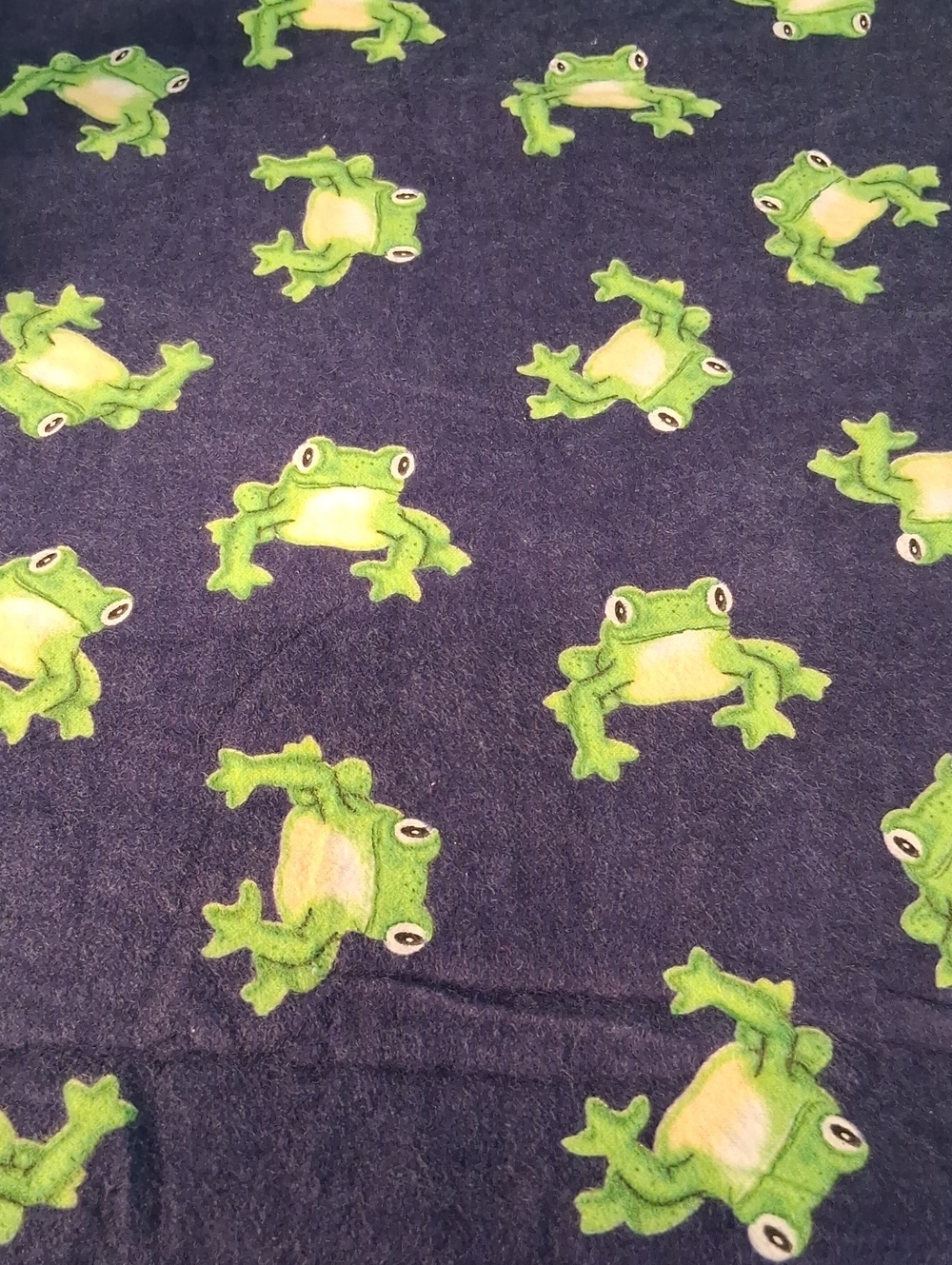 Green Frog Pattern Plush Fabric - Navy Background 3112